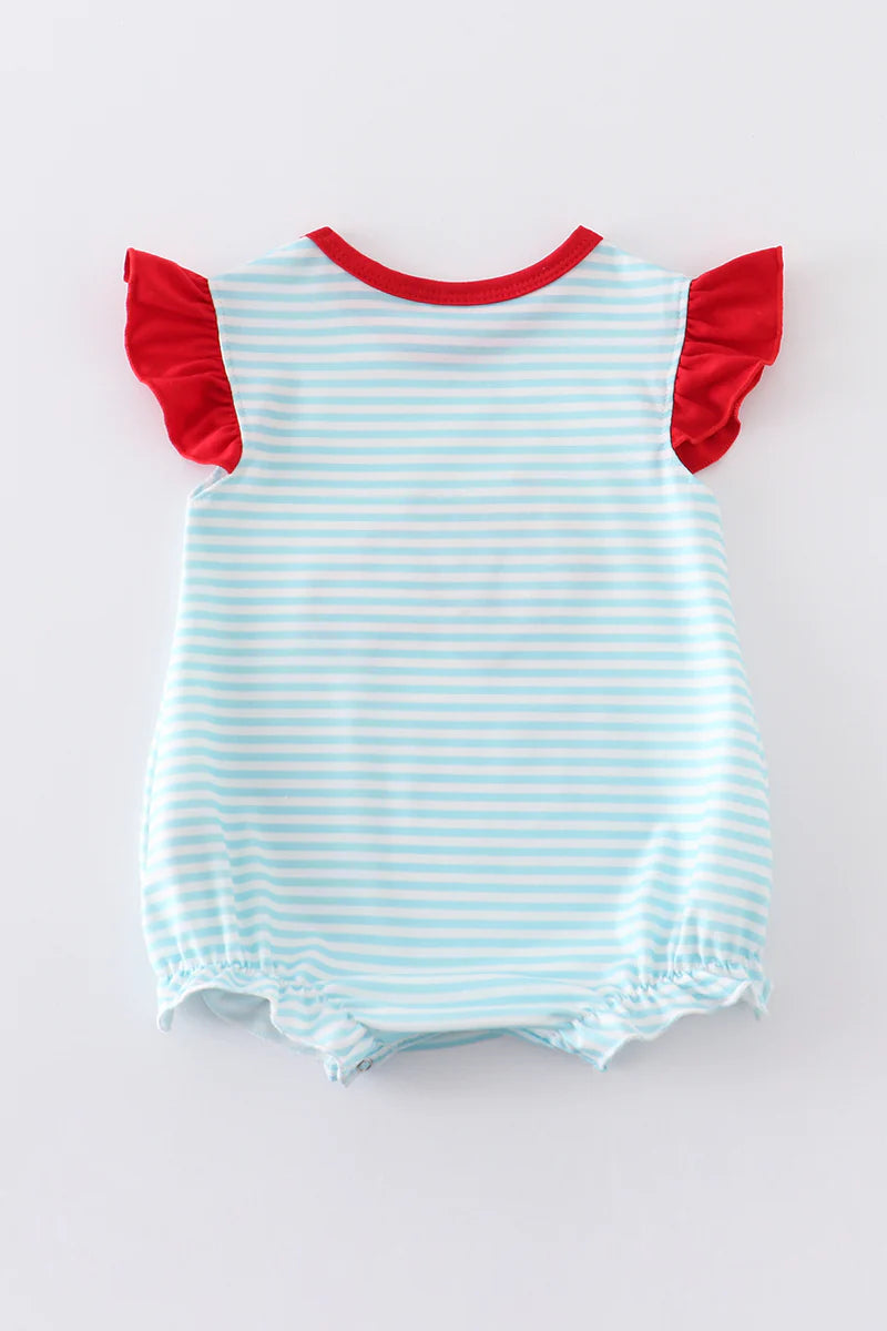 Blue Stripe Truck Baseball Girl Bubble