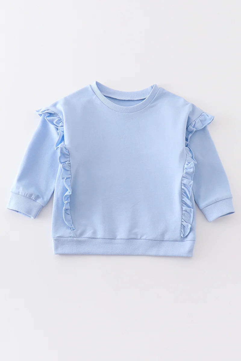 Blue ruffle sweatshirt