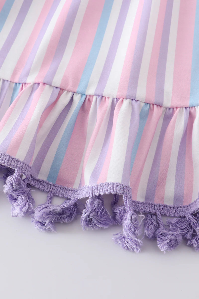 Purple Stripe Smocked Dress