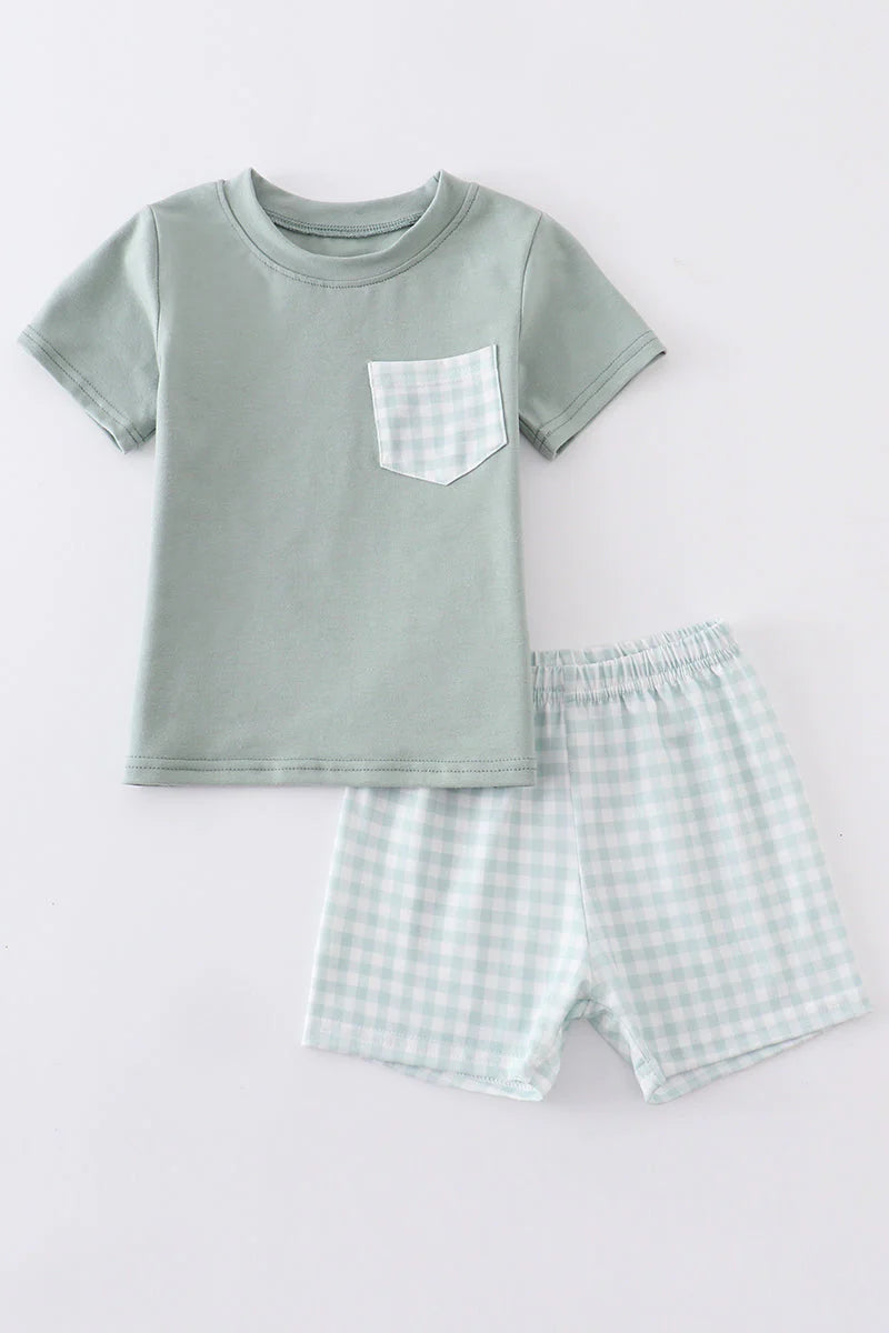 plaid boy shorts set
