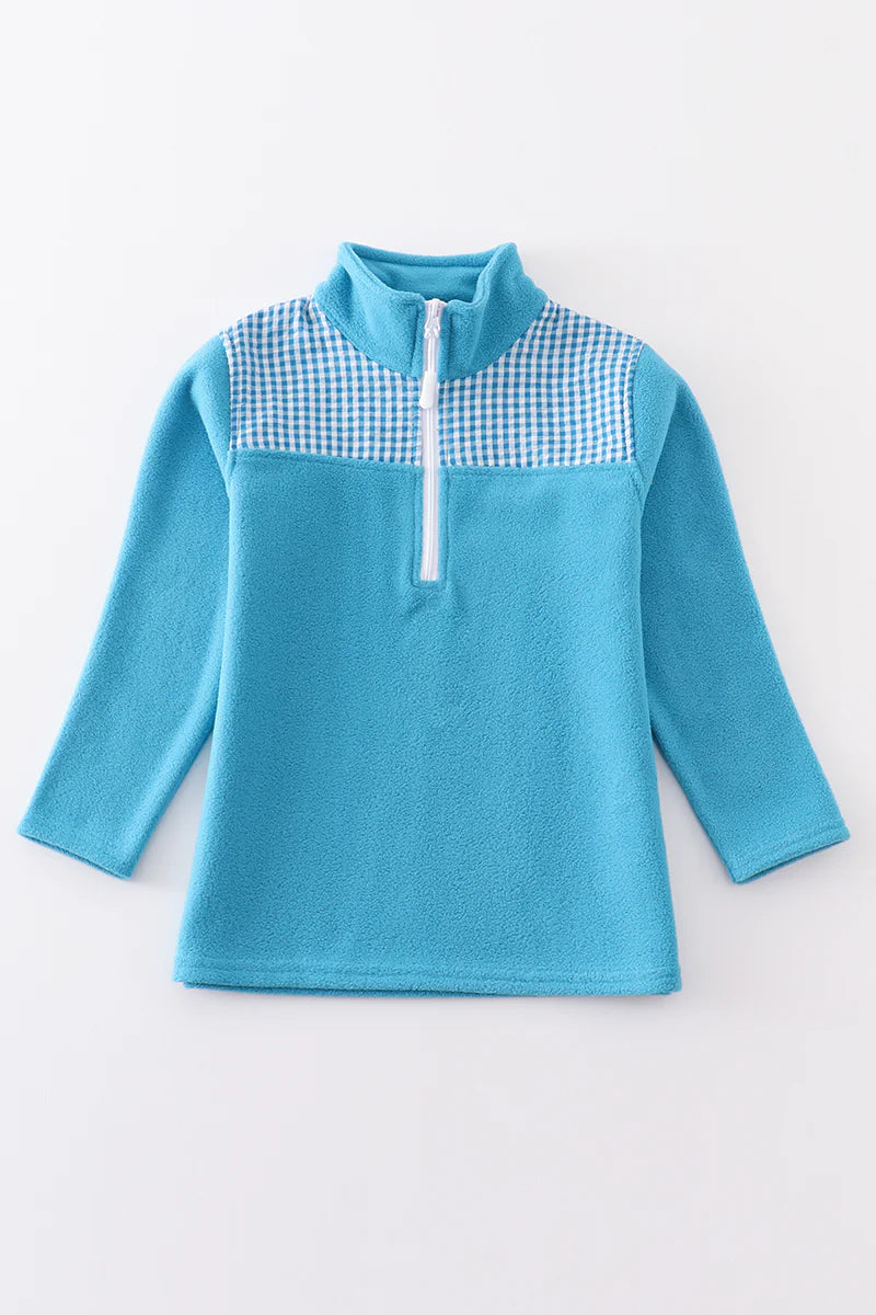 Premium Teal Laid Patch Fleece Top